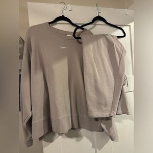 Plus Size Nike Sweatsuit - Cream Colored Crewneck and Sweatpants